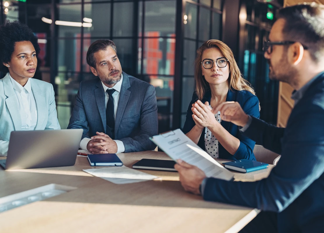 insurance agent business meeting with clients
